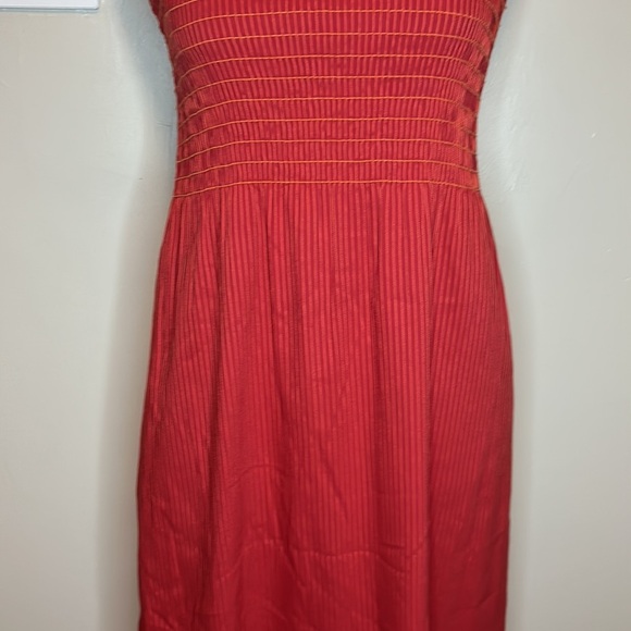 La Ligne Meredith Smocked Bodice Strapless Striped Midi Dress Size Large - Picture 4 of 11